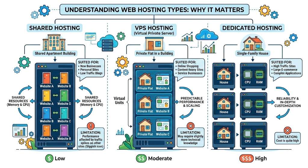 Shared vs VPS vs Dedicated Hosting: A Clear Comparison for Non-Technical Users