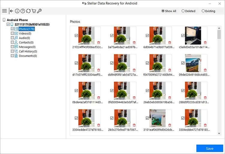Once the scan completes, the software displays recoverable images in a preview window